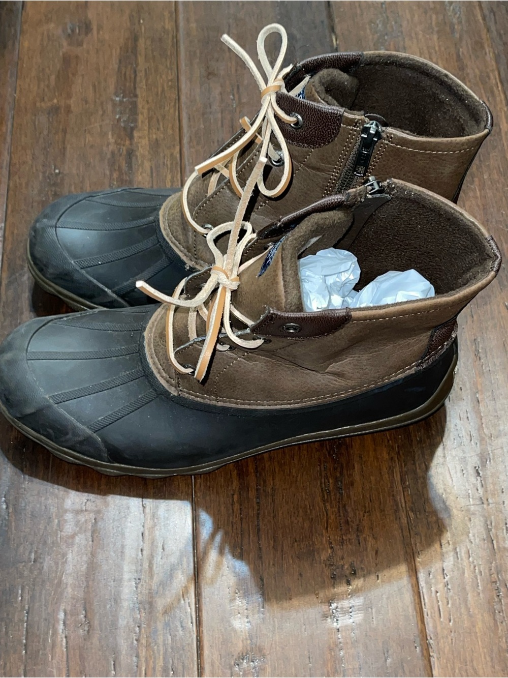 Sperry Saltwater Waterproof Duck Boots Brown Black Womens Size 10